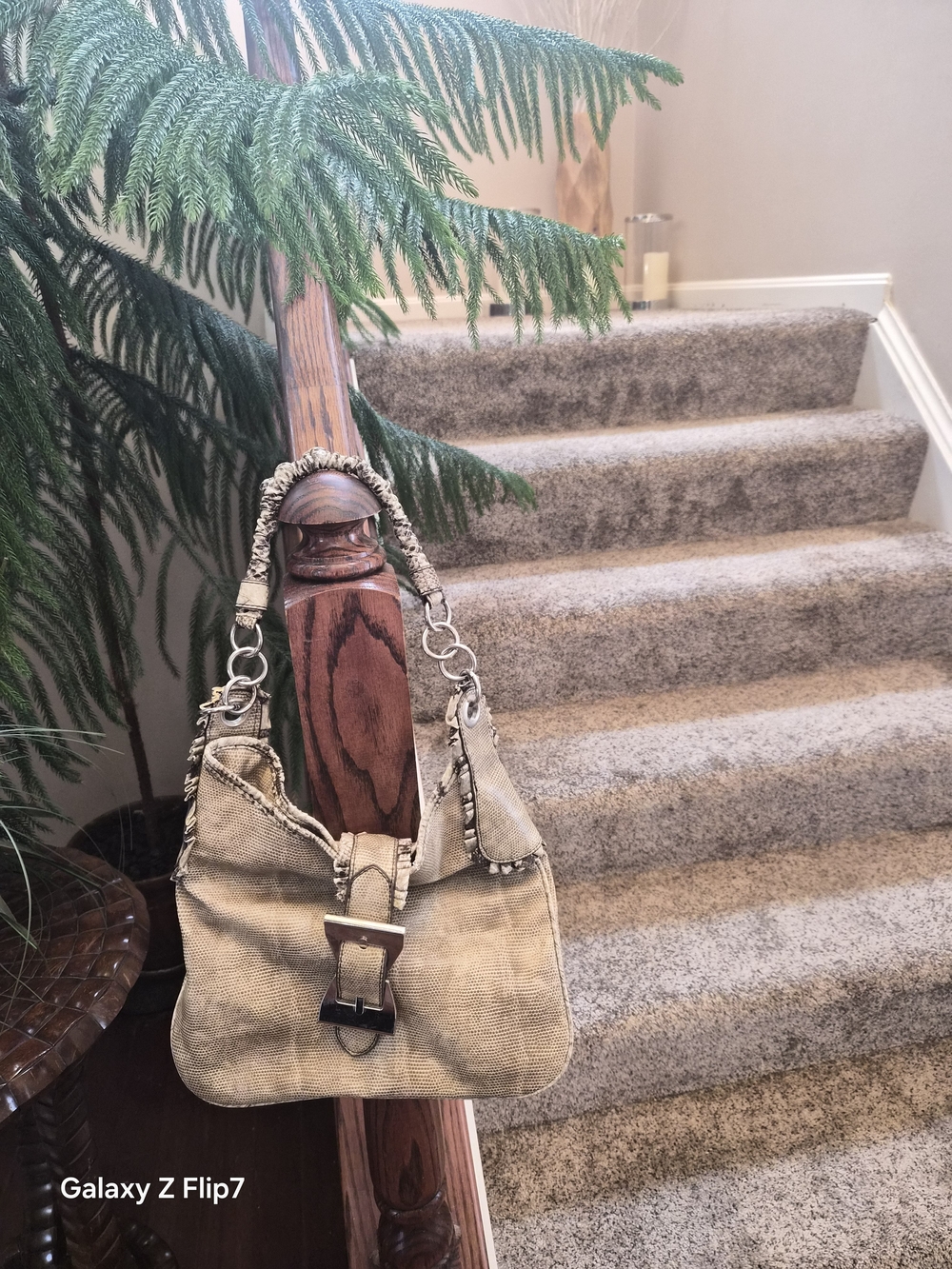 The Limited Beige Shoulder Bag with Buckle Detail